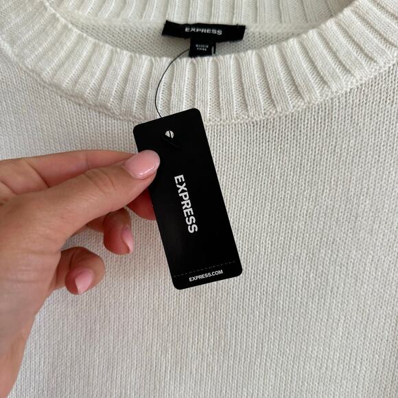 Express Knit Cropped Sweater White XS NWT - Picture 3 of 9